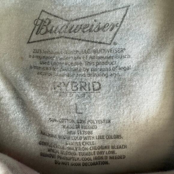 Budweiser Cream Short Sleeve T Shirt Sheer Size Large - Picture 7 of 7